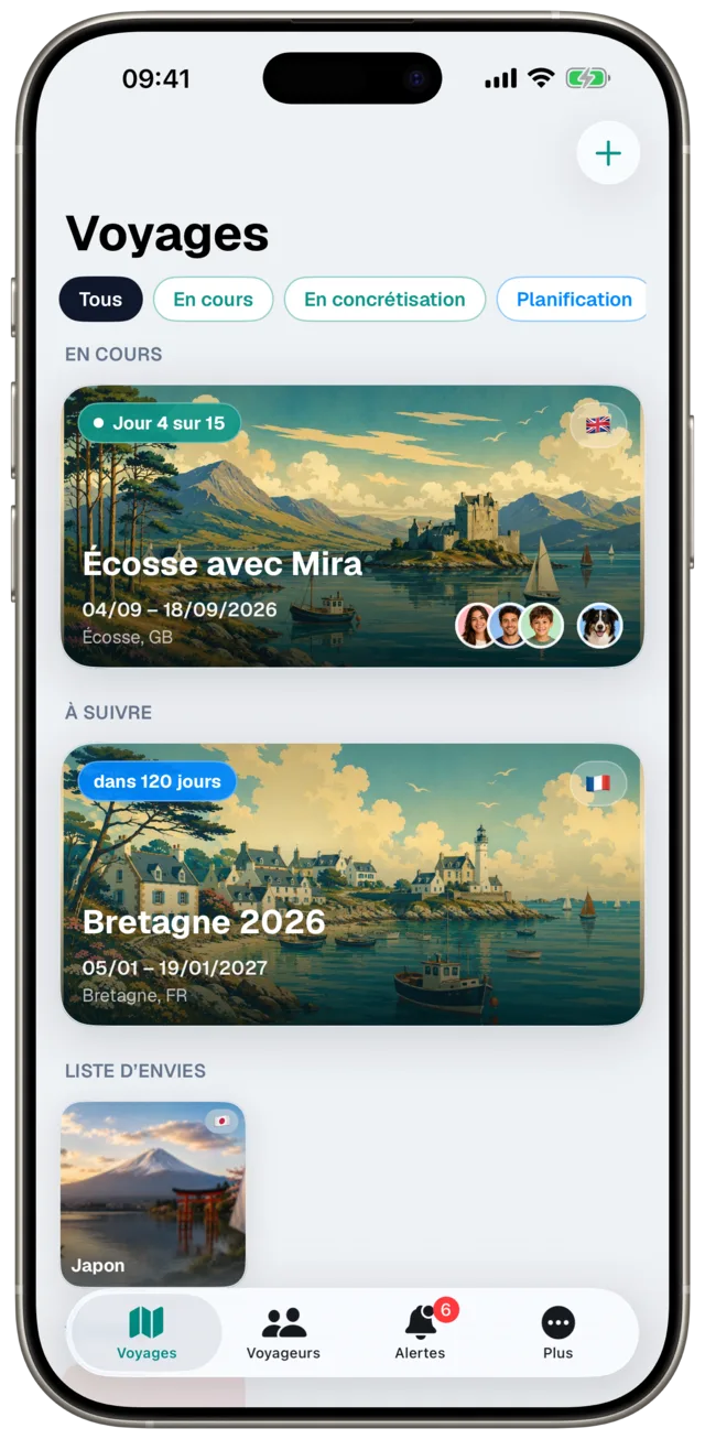 Aperçu des voyages dans Etappe